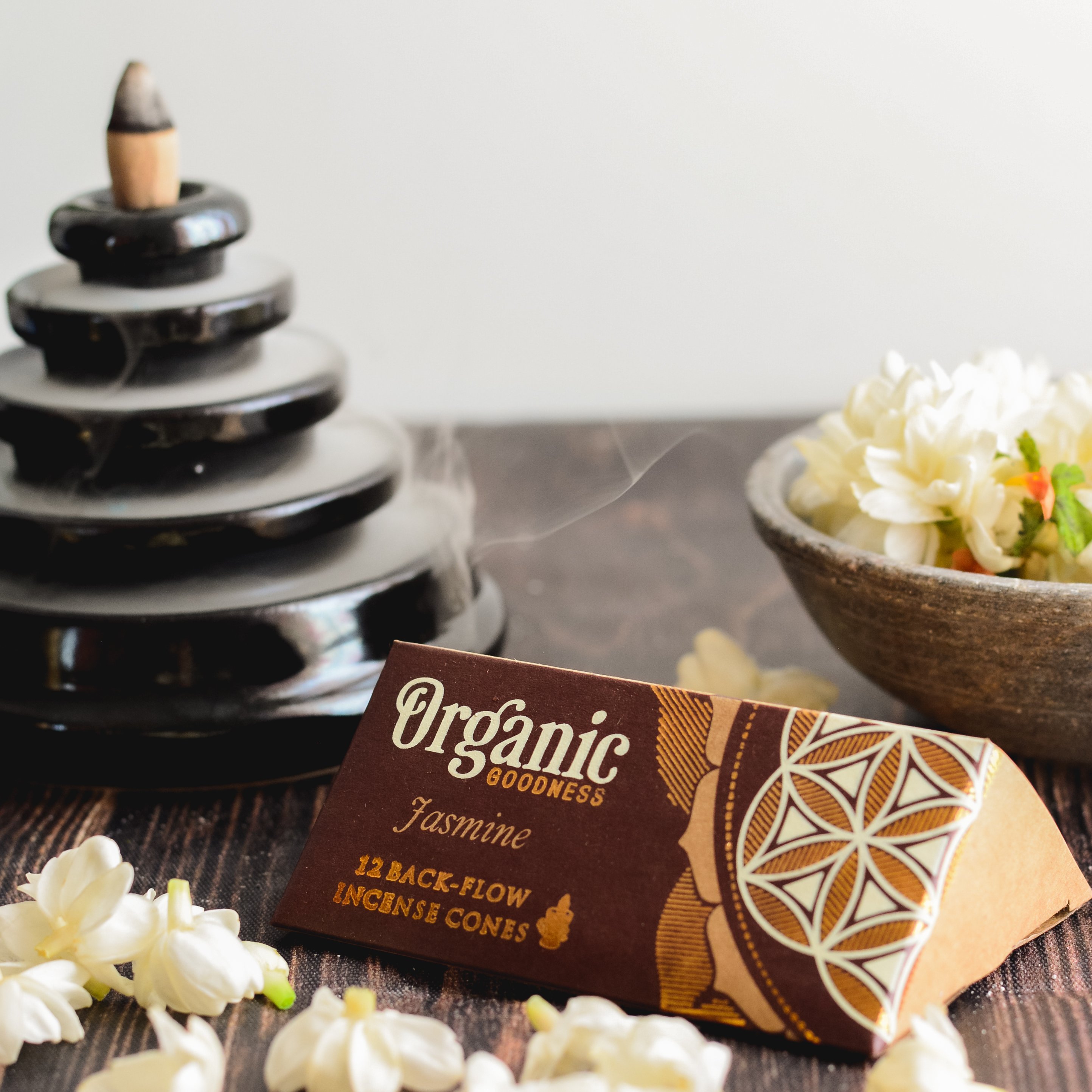 Jasmine Backflow Incense Cones (12 Cones, Set of 6)