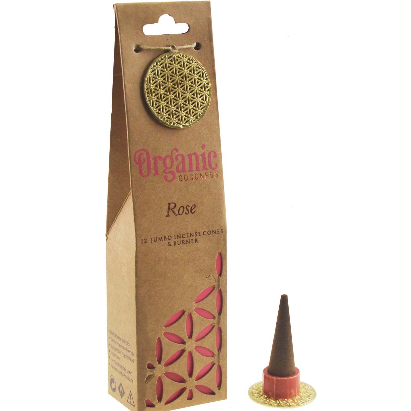 Rose Incense Cones with Ceramic Holder (12 Cones, Set of 12)
