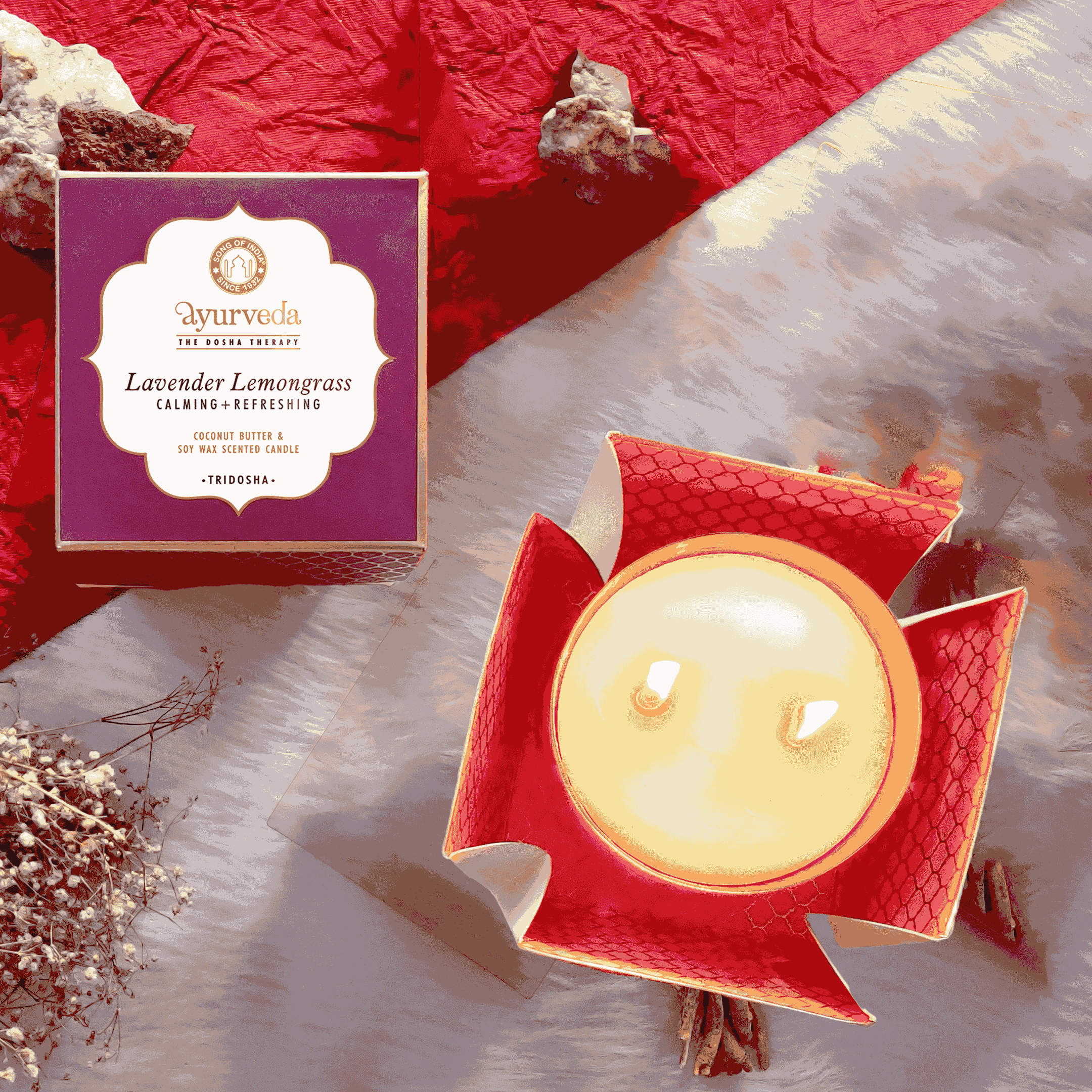 Lavender & Lemongrass Scented Candle in Copper-Plated Metal Jar with 2 Wicks (200g)